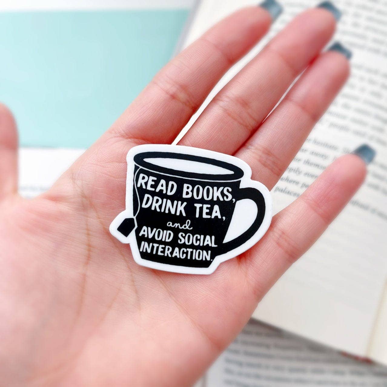 My Secret Copy – wholesale Sticker – Mini Read Books Drink Tea Sticker