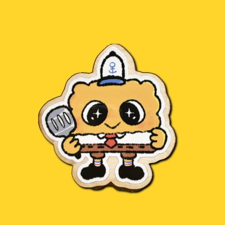 Sponge Guy | Wooden Pin for wholesale by Ghostiekid