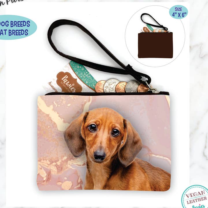 Porte-monnaie rouge teckel • Présentoir au sol en option pour la vente par pawies