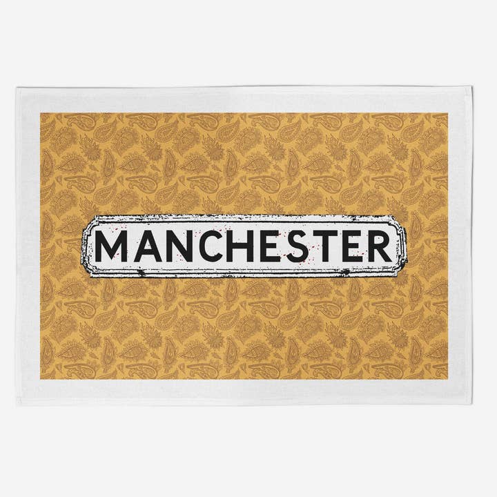 Brown Paisley Tea Towel for wholesale by tinned snail