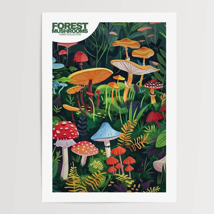 Poster met paddenstoelen uit het bos voor wholesale door Enchanted Sights