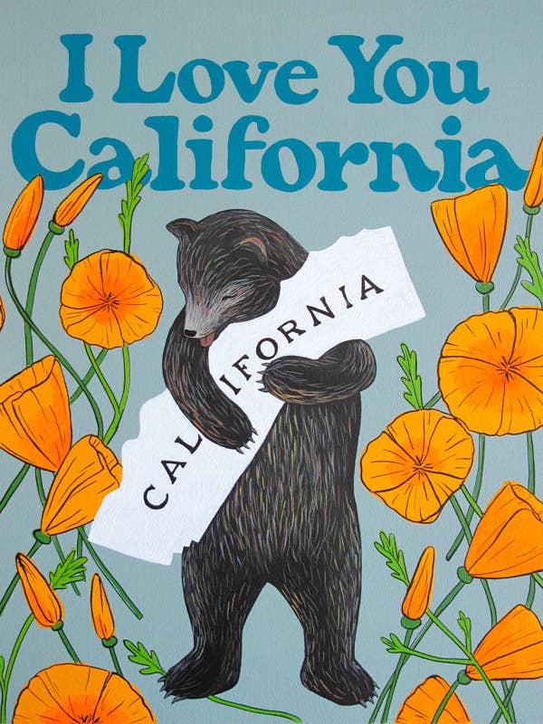 "Jeg elsker dig, Californien" Valmue Print for engroshandel hos 3 Fish Studios