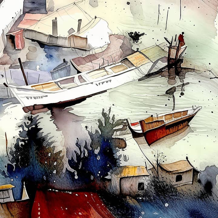 Fine Art Print, Nautical Landscape Wall Decor, Boat Scene Artwork, Coastal Home Decor, Gift for Art Lovers for wholesale by Mediaunlimited, LLC.