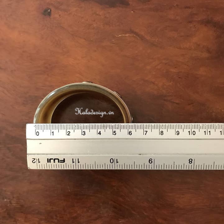 Hala Design - Wholesale Cuff Bracelet - Brass Stud Buffalo Horn Cuff Bangle Bracelet - Buffalo Horn6