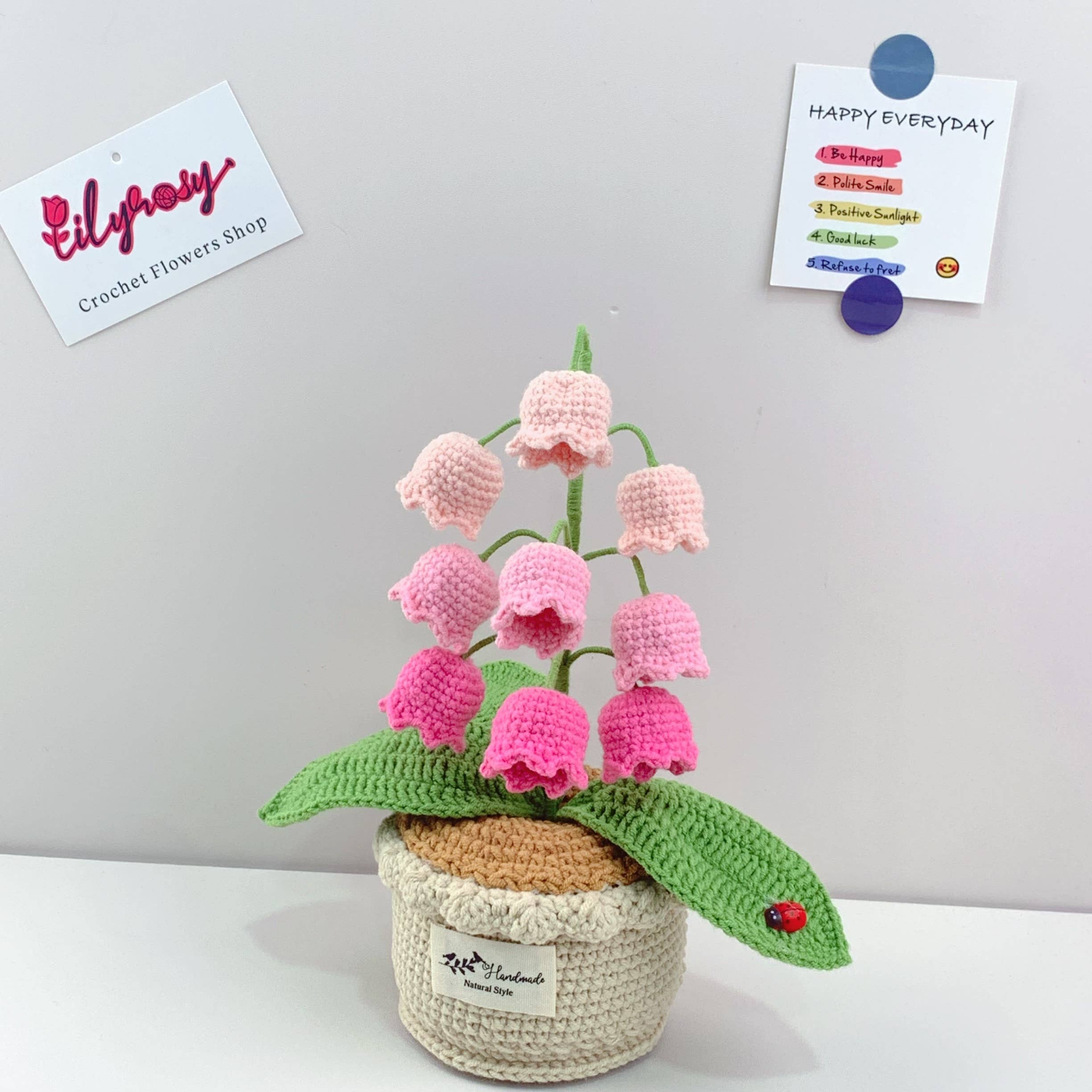 Lilyrosy（Duty free) - Vente Fleurs artificielles - Pots de fleurs au crochet Lilyrosy, décoration faite à la main3