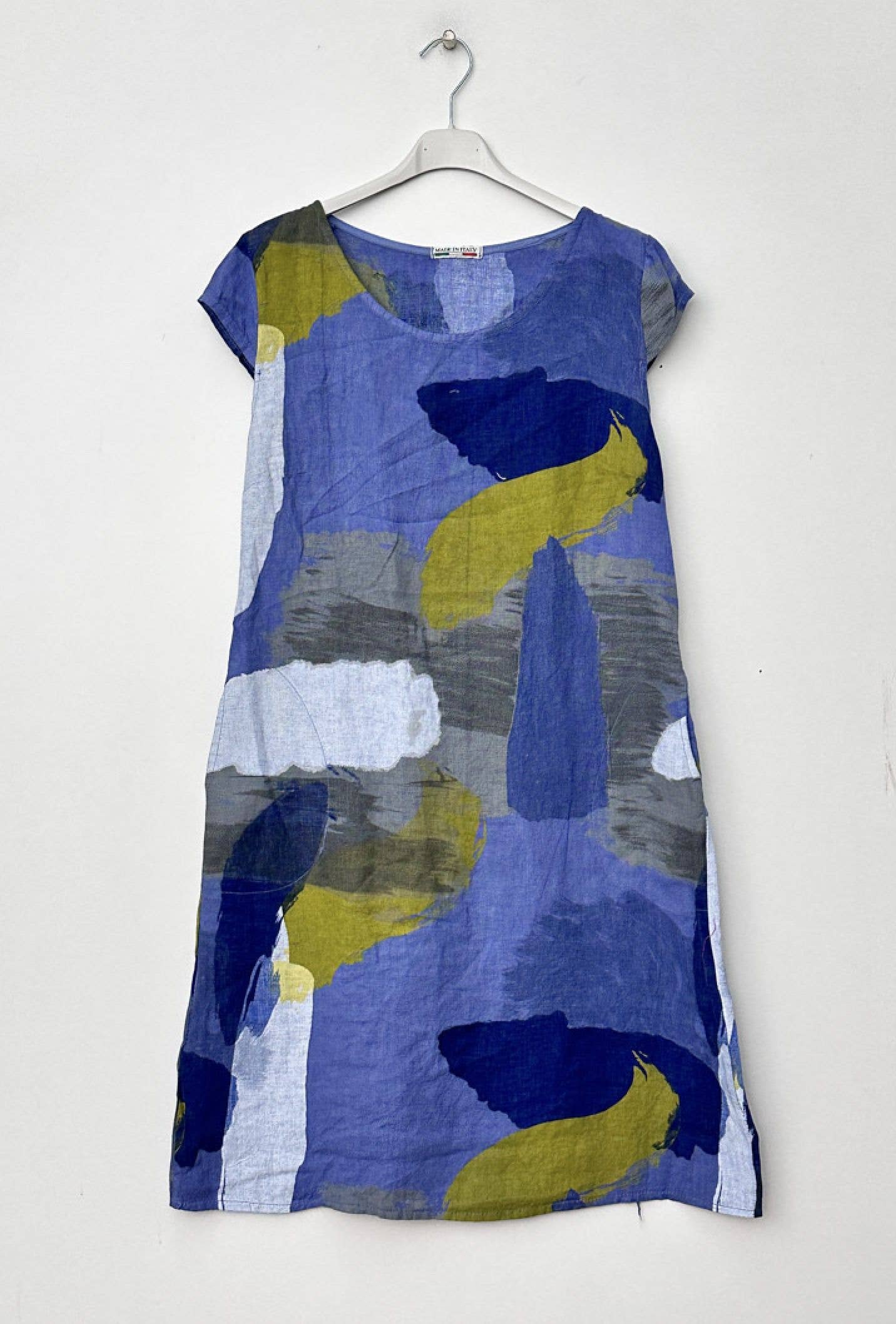 Happy look - Wholesale Dress - Women's - Short sleeve abstract printed linen short dress 21