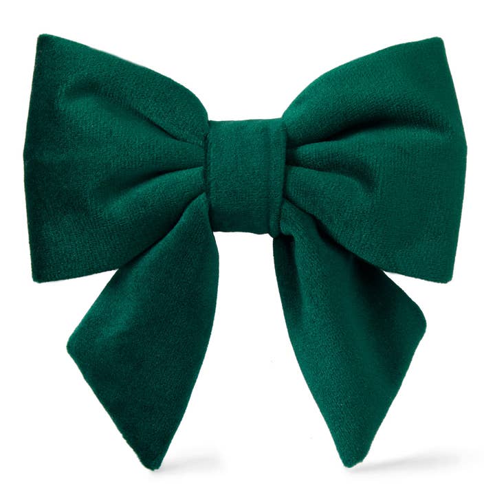Forest Green Velvet Holiday Lady Dog Bow for wholesale by The Foggy Dog