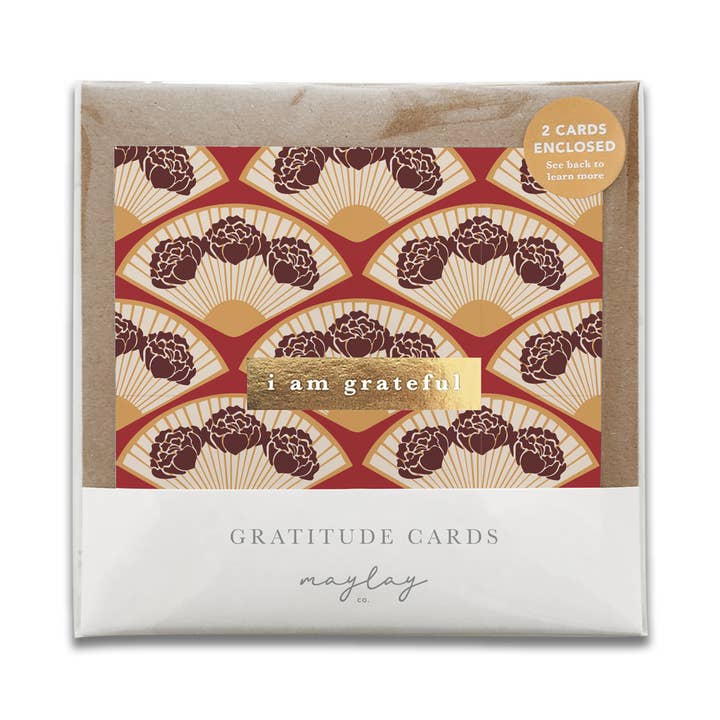 Fortune Fans Chinese Lunar New Year AAPI “I Am Grateful” Gratitude Greeting Card for wholesale by Maylay Co.