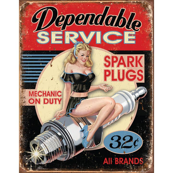 Dependable Service Tin Sign for wholesale by Desperate Enterprises