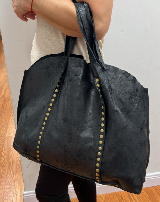 JIJOU CAPRI - Vente Tote bag – femme - Sac à main vintage Courmayeur en cuir noir JIJOU CAPRI1