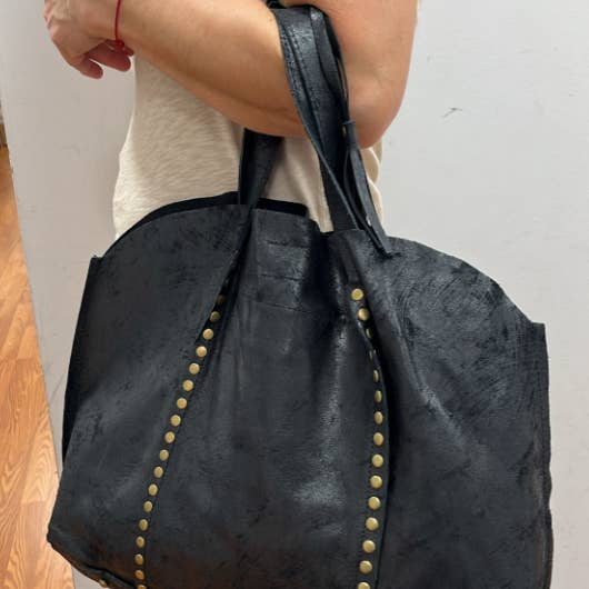 JIJOU CAPRI - Wholesale Tote Bag - Women's - Vintage Leather Black Courmayeur Handbag JIJOU CAPRI1