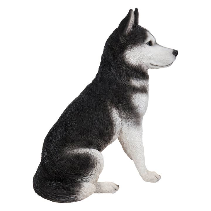 Hi-Line Gift Ltd. - Wholesale Outdoor Ornament/Decor - Large Black & White Siberian Husky Sitting6