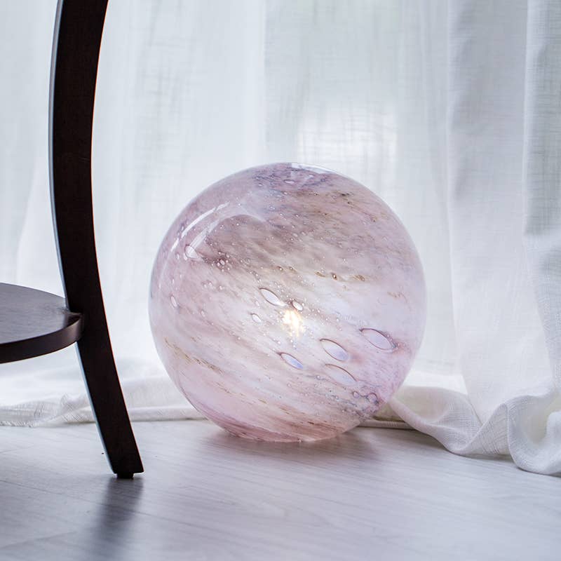 L. GLOW Home - Wholesale Accent/Desk Lamp - Jupiter Pink Round Glass Lamp 28cm4