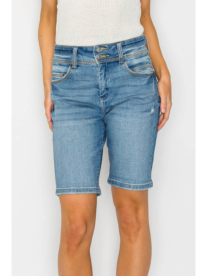 ARTEMIS VINTAGE - Vendita all'ingrosso Pantaloncini - Donna - Bermuda in denim con vita alta e fascia larga7