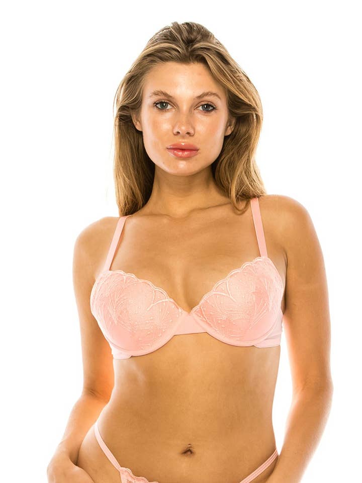 Youmita BC Cup Lace Push Up Demi Bra-YM-78296-BRA for wholesale by Best Underwear Line