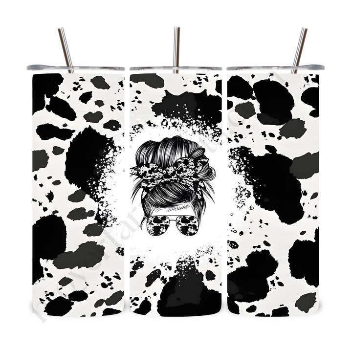 Messy Bun Cow Tumbler för wholesale av Moyer Farm Parts