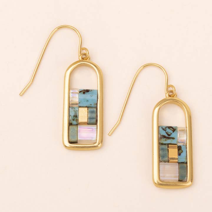 Good Karma Miyuki Frame Earring - Turquoise/Gold for wholesale by Scout Curated Wears