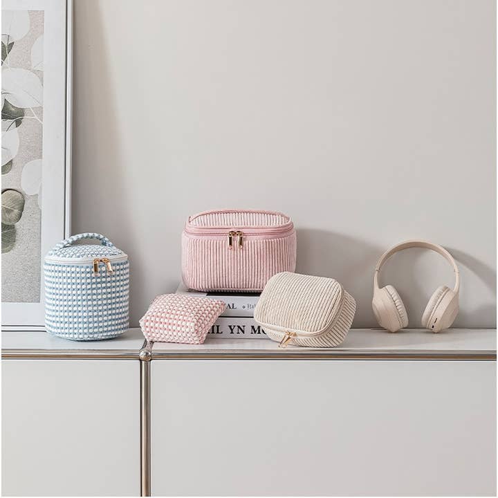 4 pcs Portable Corduroy Travel Toiletry Bag for wholesale by wandf