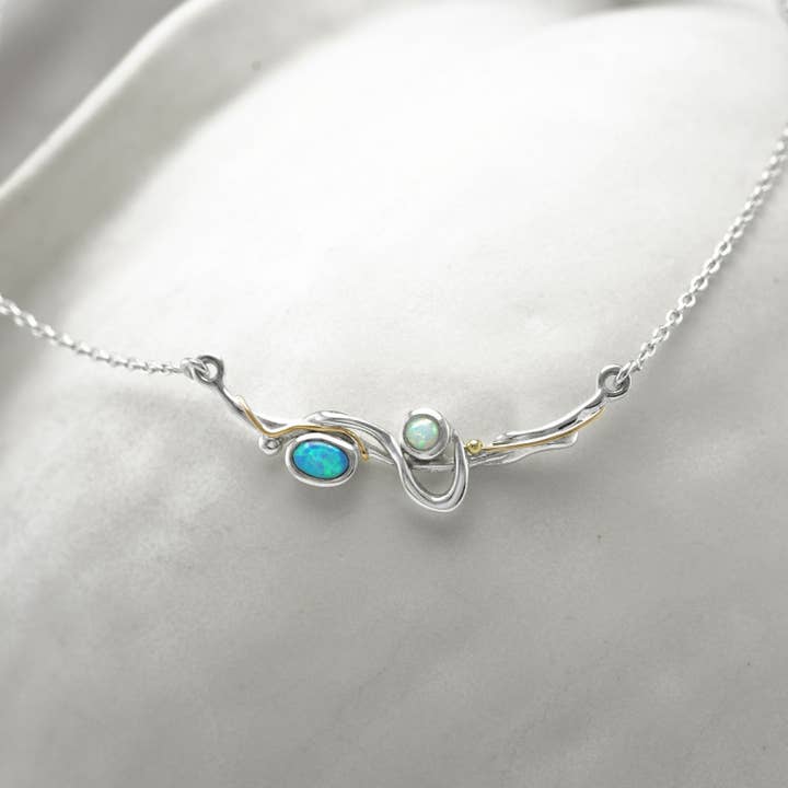 Handmade Sterling Silver Flowing Opalite Necklace for wholesale by Banyan Jewellery