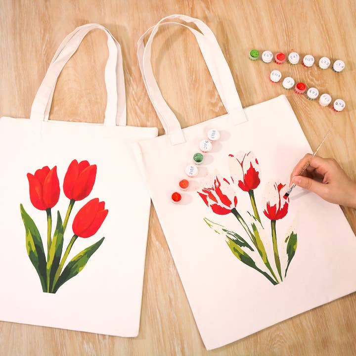 Tulip Bloom Tote Paint by Numbers Kit for wholesale by Paint Your Numbers
