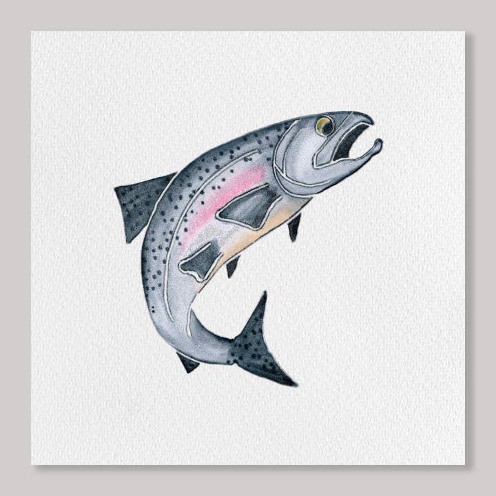CARVED Salmon 7x7 Art Print for wholesale by Originals Paper Art