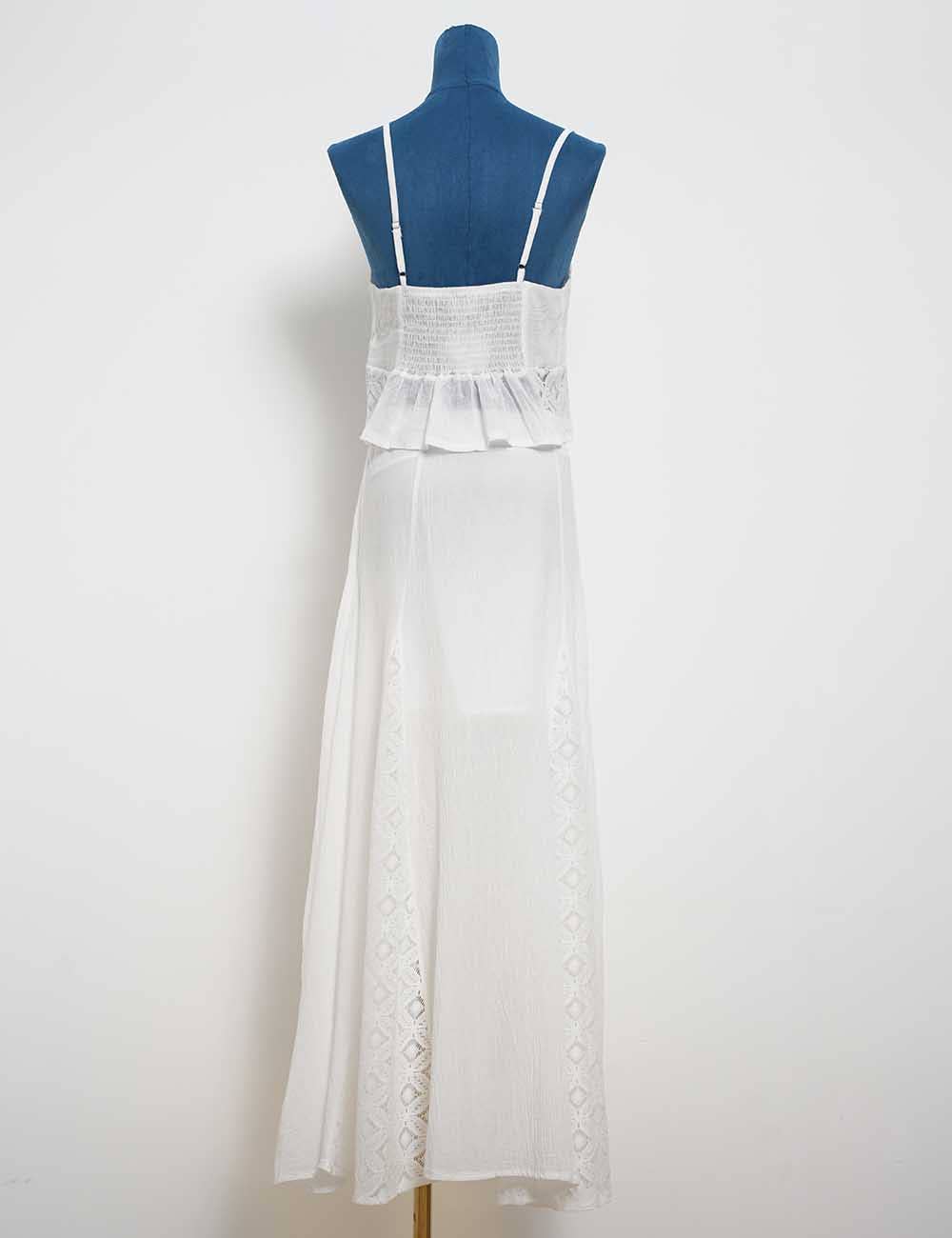 Ladies White Back Smocking Cami Top & Skirt Set SKST5KC1901 for wholesale on Faire3