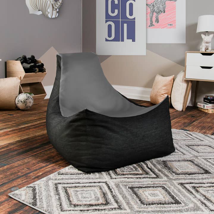 LuvU - Wholesale Chair - Jaxx Pixel Gamer Bean Bag Chair, Premium Vinyl / Dark Denim85