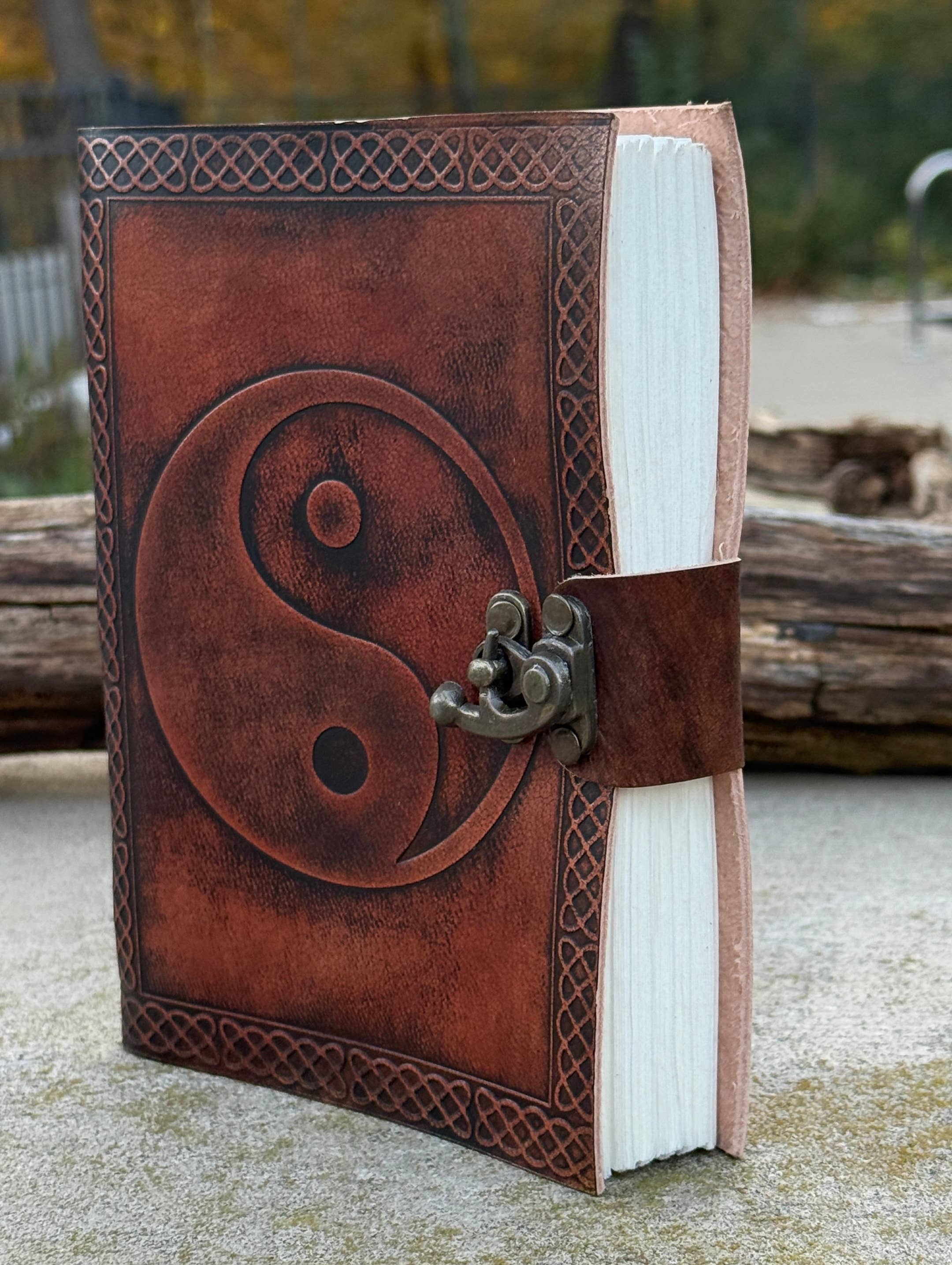 Lungta Imports - Wholesale Journal/Diary - Yin Yang Vintage Leather Journal Embossed Cover Handmade2