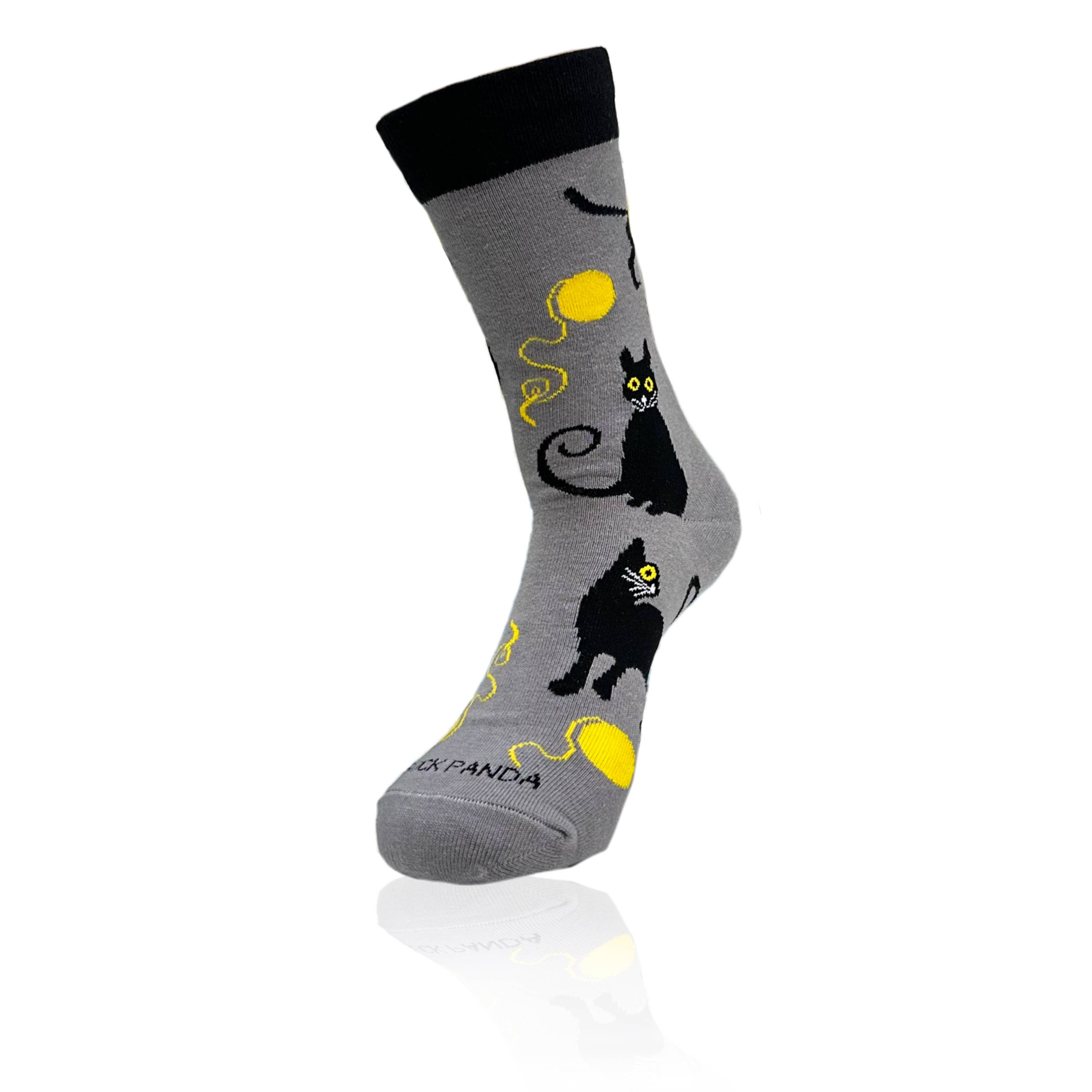 Sock Panda - Vente Chaussettes – femme - Chaussettes chat noir jouant avec une pelote de laine (taille adulte moyenne)4