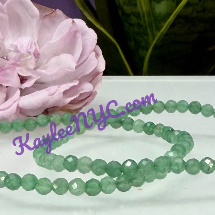 KayleeNYC - Wholesale Beaded Bracelet - Natural 4mm Faceted Aventurine 7.5”Crystal Stretch Bracelet4
