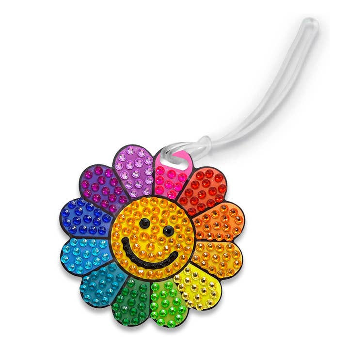 Rainbow Daisy Rhinestone Luggage Bag Tag for wholesale by StickerBeans