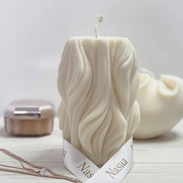 Vela de Novedad de Cera de Coco y Colza Hecha a Mano Twirl para venta al por mayor de Nasua