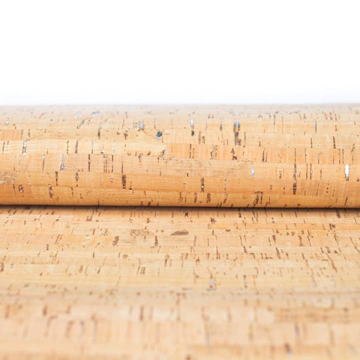 Meninas Bonitas Cork - Wholesale Craft Supplies - Rustic cork fabric with silver flecks COF-470