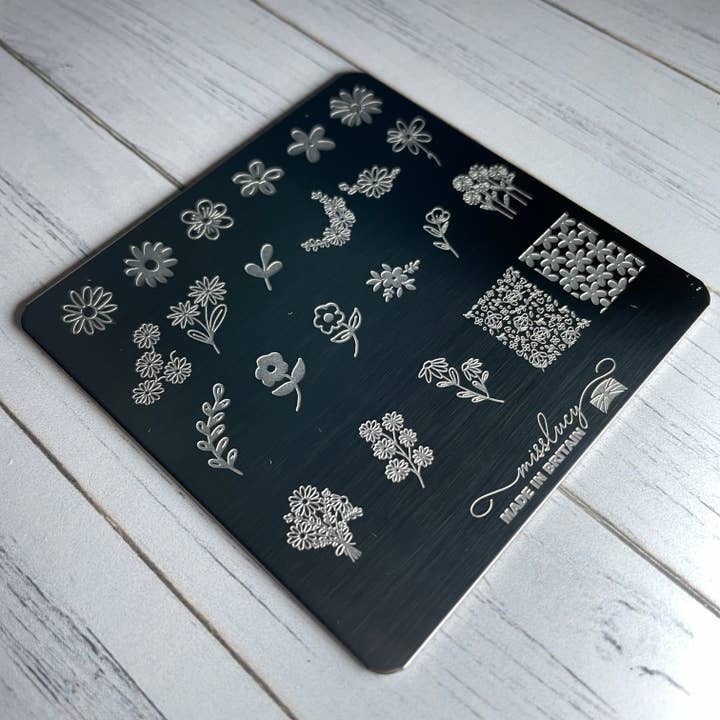 Placa de estampagem de unhas simples margaridas por atacado de MissLucyUK