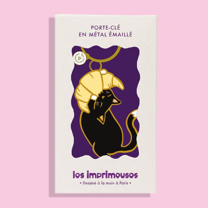 Porte-clé Chat & Croissant Paris pour la vente par LES IMPRIMEUSES