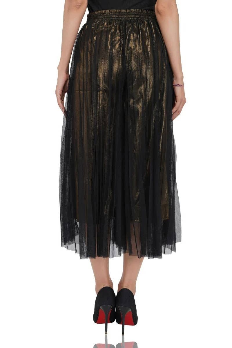 America & Beyond - Wholesale Pants - Women's - Golden Haze Pleated Net Trousers - Black5