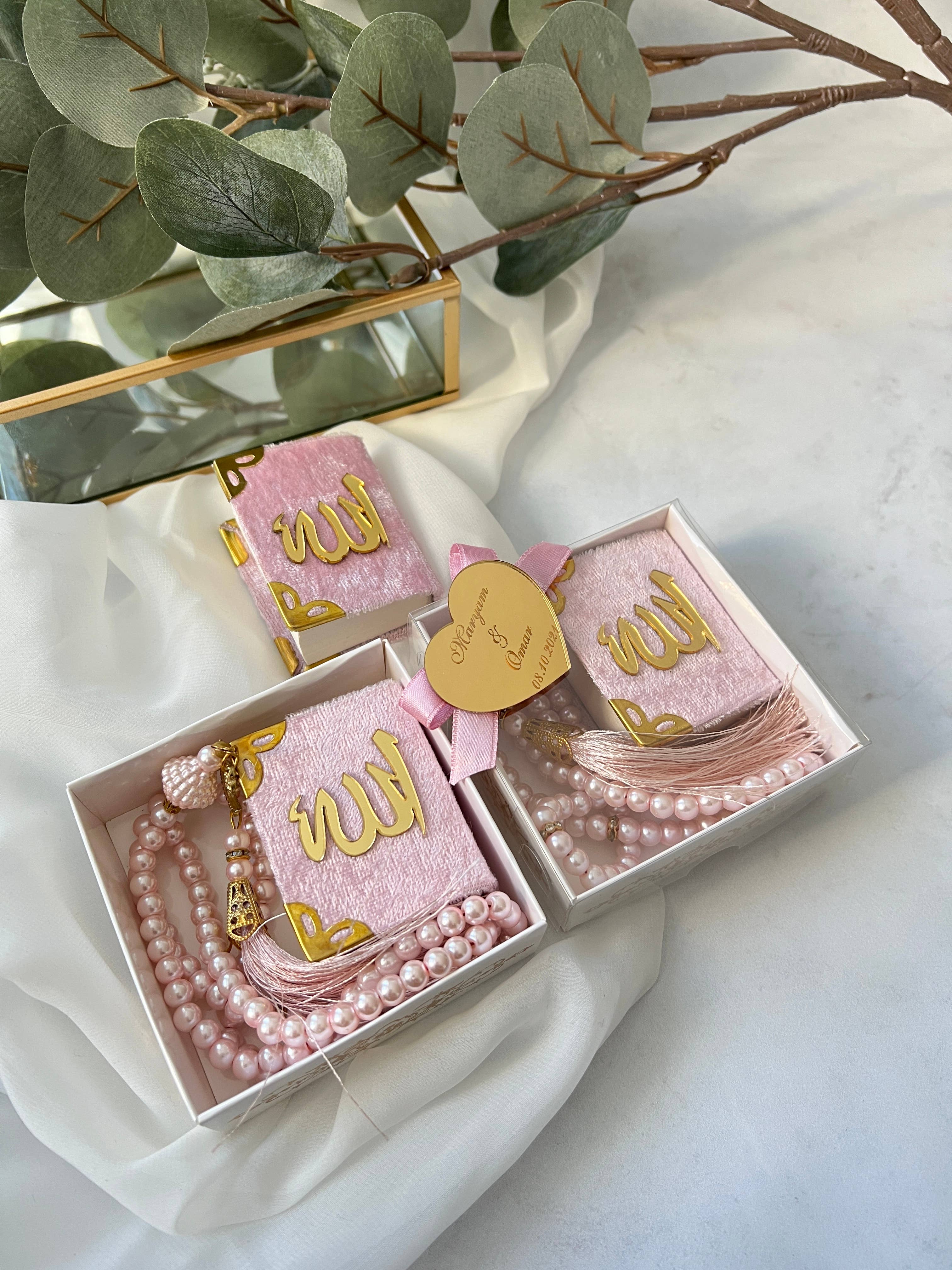 Uniq Favors - Wholesale Prayer Beads Necklace - Velvet Quran Gift in Box, Personalized Islamic Arabic Gift13