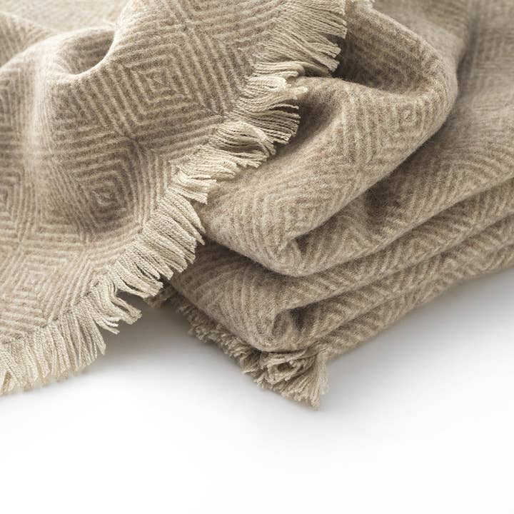 NATURAL Plaid - Cashmere Wool - Optical - in the natural fleece color only for wholesale by Bottoli