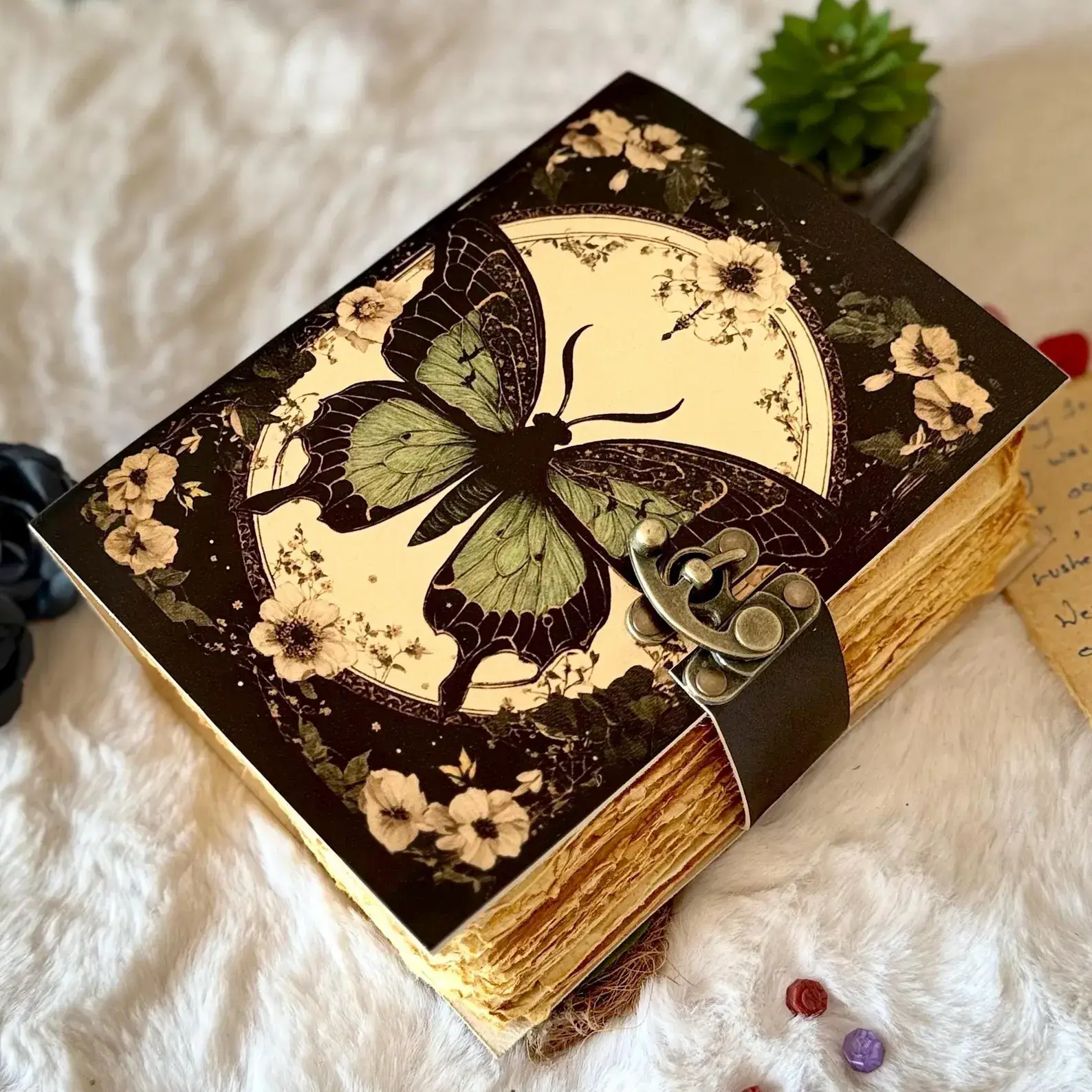 MNM HANDICRAFTS - Wholesale Journal/Diary - Gothic Journal spell book Luna Moths and Morpho Butterfly5