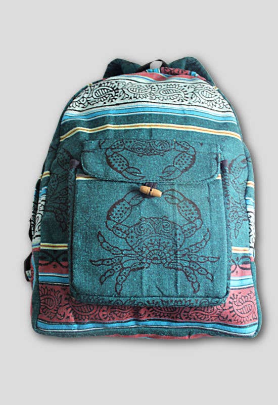 Ganesh Himal Trading - Wholesale Backpack - Women's - Small Cotton Blockprint Backpack with Adjustable Straps5