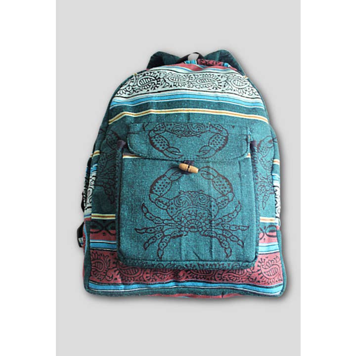Ganesh Himal Trading - Wholesale Backpack - Women's - Small Cotton Blockprint Backpack with Adjustable Straps5