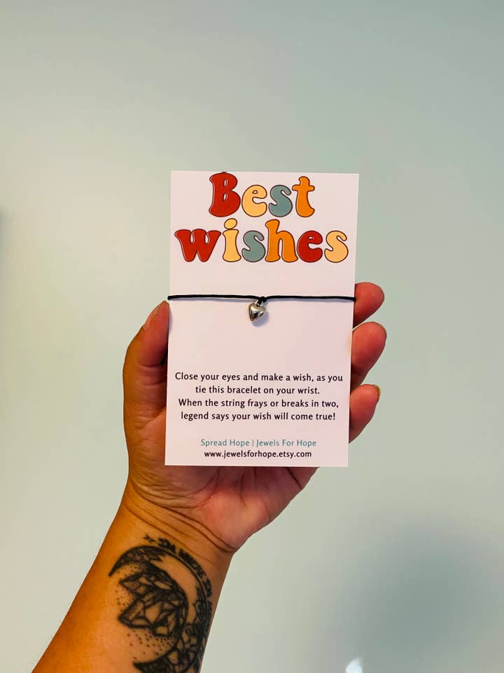 Bedste ønsker hjerte charme armbånd - strømpe Stuffer gave for engroshandel hos Jewels For Hope