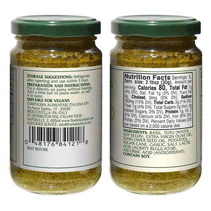 Fine Italian Food - Wholesale Pesto - Mantova Vegan Basil Pesto, 6.7 oz.2