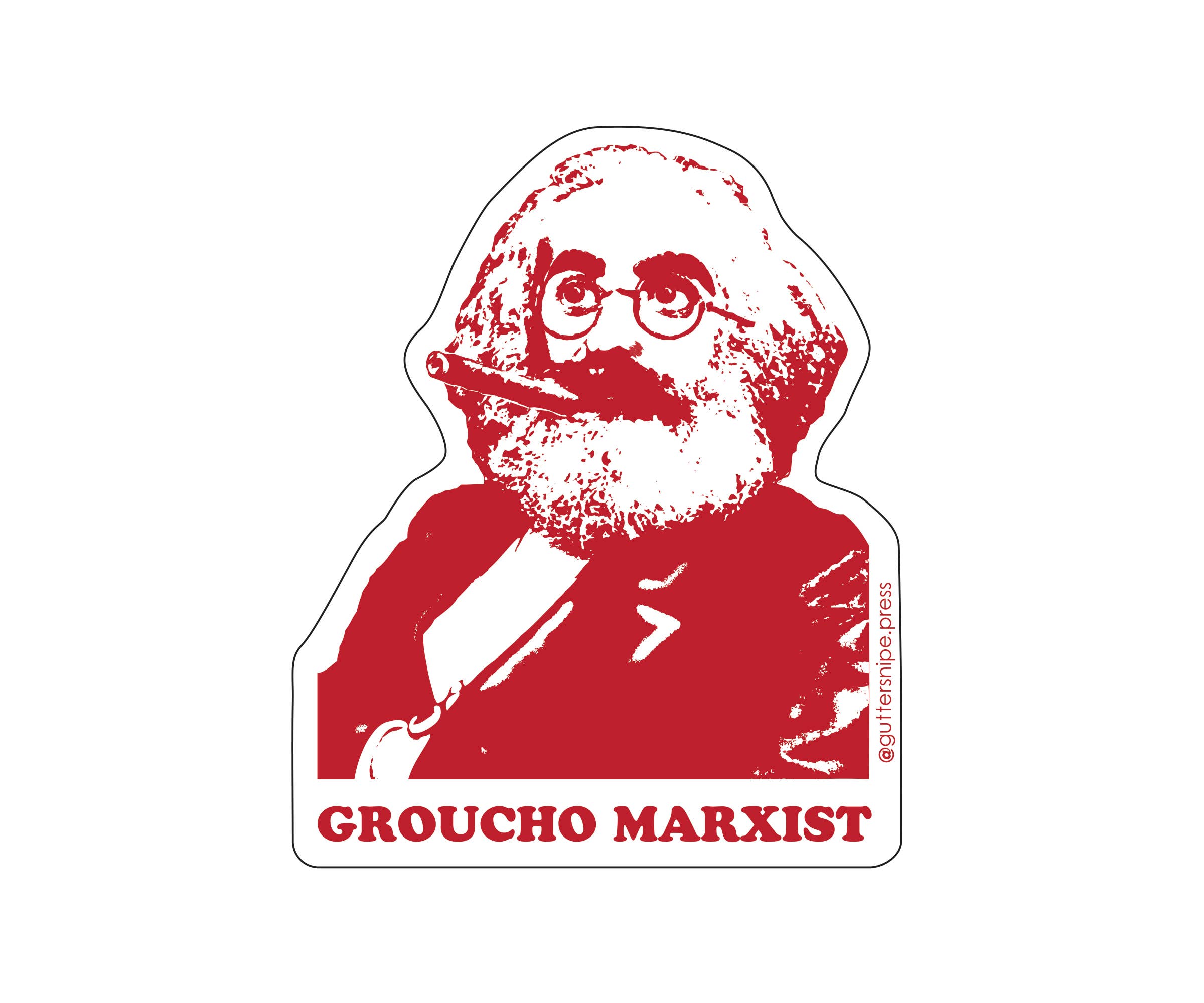 Guttersnipe Press Greetings - Wholesale Sticker - Groucho Marxist Sticker1