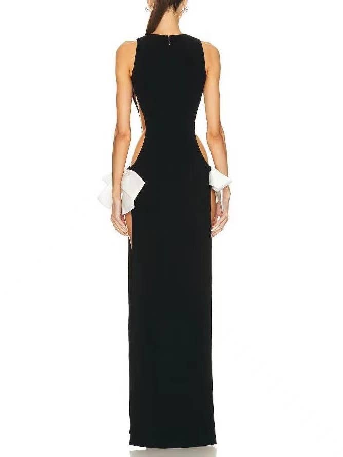 Sanyao Fashion - Wholesale Dress - Women's - SY065 Sultry Bow-Accent Slit Knit Dress - Spring/Summer