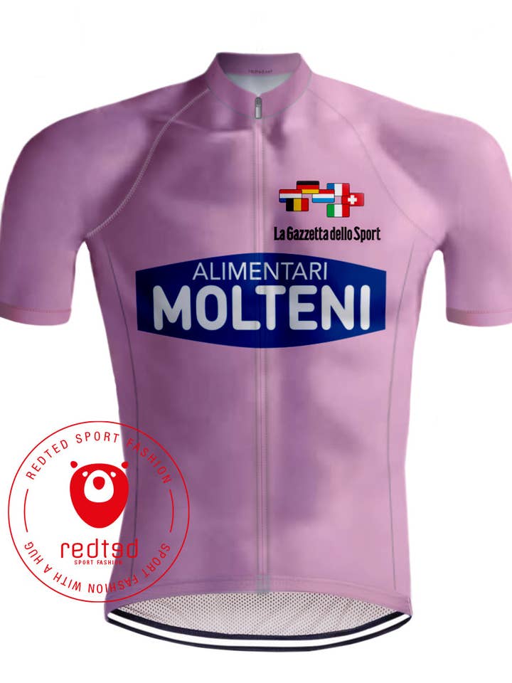 REDTED - Venta al por mayor Camiseta deportiva - Hombre - Maillot ciclismo Retro Molteni Giro d'Italia Rosa - REDTED