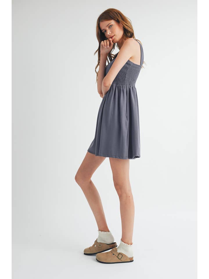 Wishlist Apparel - Wholesale Romper - Women's - KNIT CAMI ROMPER WITH SMOCKED BODICE / WL24-9513