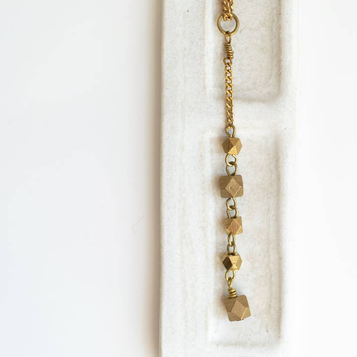 Fair + Simple - Wholesale Y-Neck/Lariat Necklace - Faceted Lariat Necklace in Geometric Brass