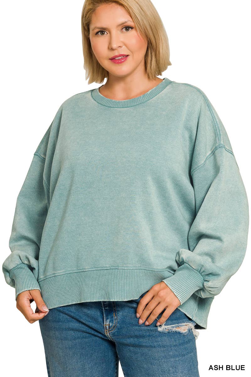 Vanilla Monkey - Vendita all'ingrosso Felpa - Donna - Pullover oversize Plus Acid Wash in pile0