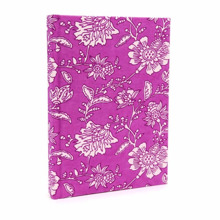 Cotton Bound Notebook - Floral Fuchsia for wholesale by Ancient Wisdom